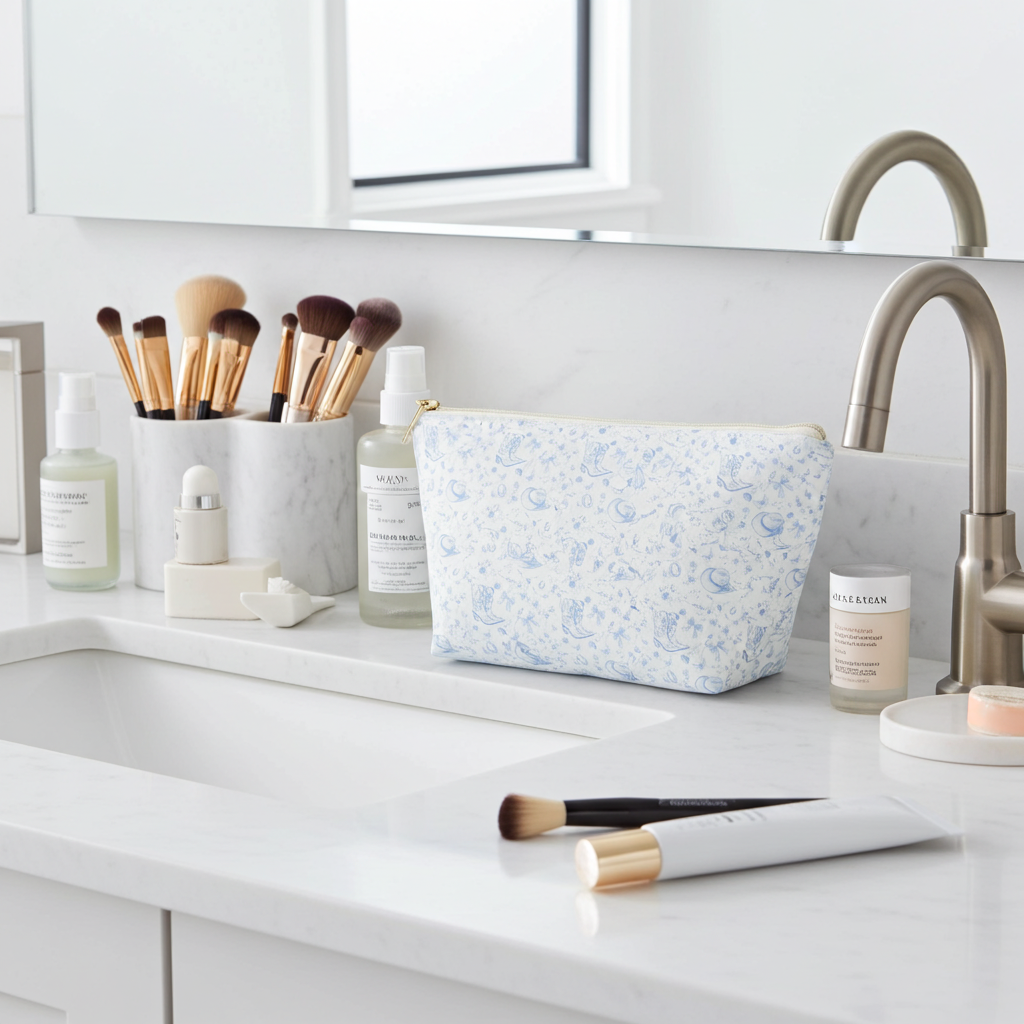 Toile Treasures Cowgirl Zippered Makeup Bag - Sorelle Gifts