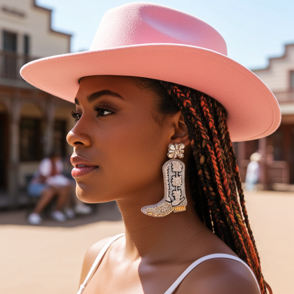 Let's Go Girls Beaded Boot Earrings - Sorelle Gifts