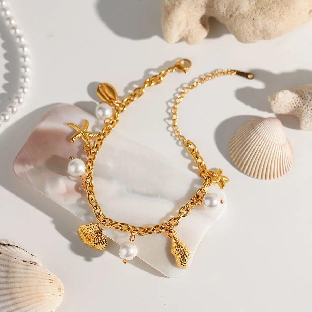Seas the Day Seashell and Starfish Bracelet - Sorelle Gifts
