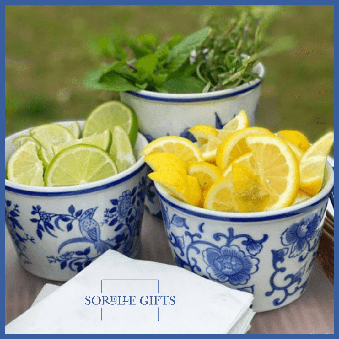 16 oz. Porcelain Chinoiserie Deli Container Holder - Sorelle Gifts