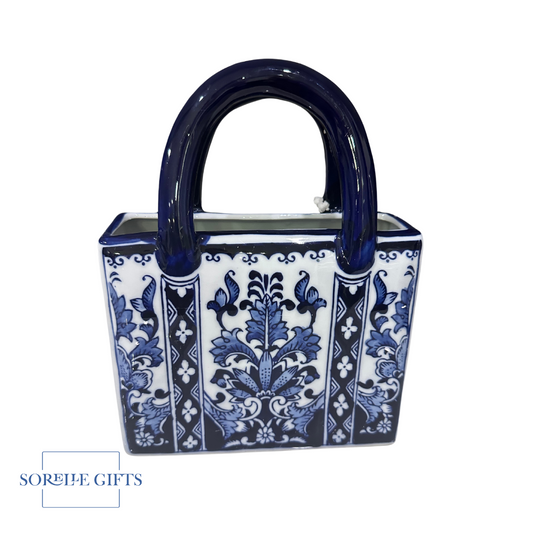Porcelain Chinoiserie Handbag Flower Vase