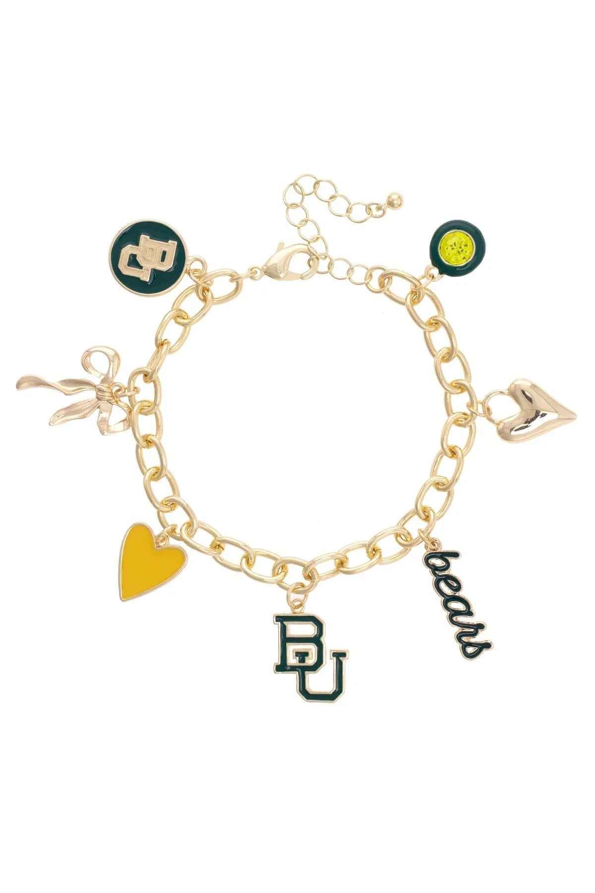 Baylor Bears Enamel Icons Charm Bracelet in Shiny Gold