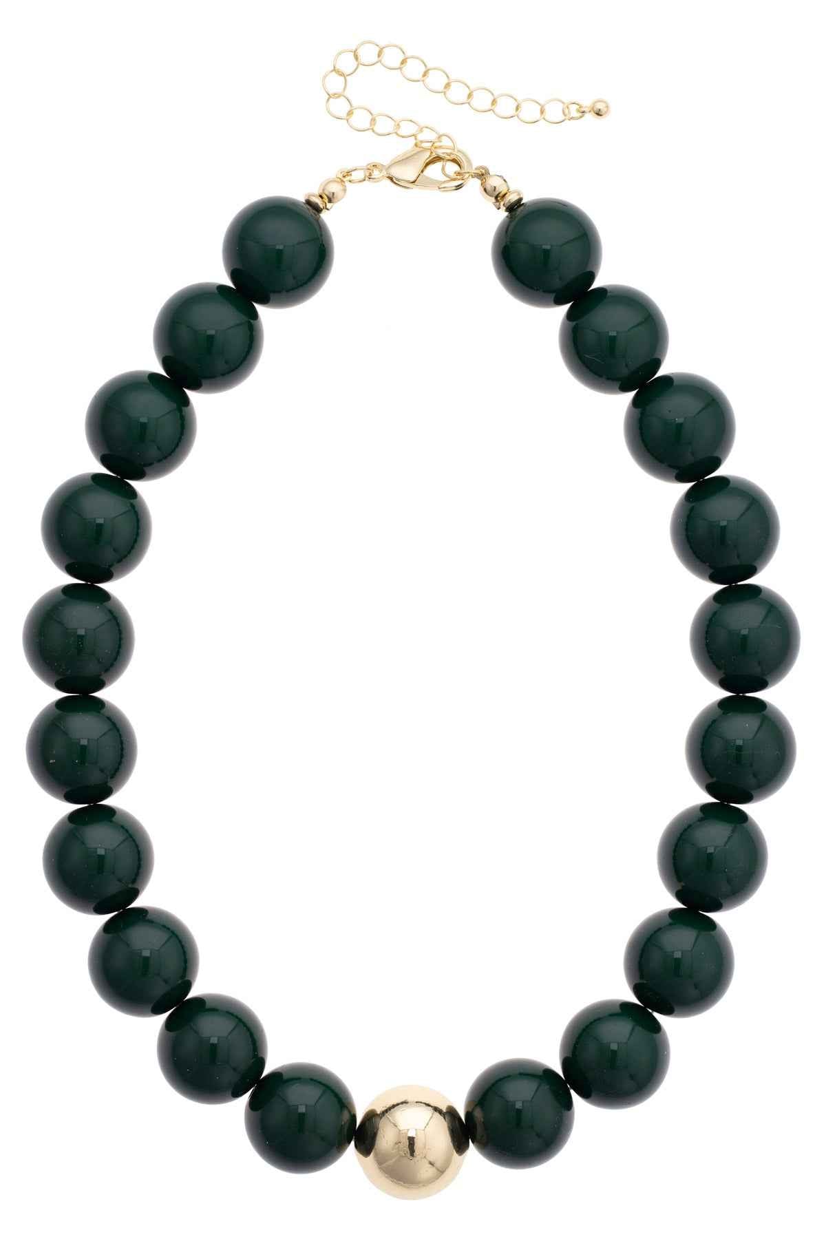Marjorie Beaded Gumball Game Day Necklace in Green