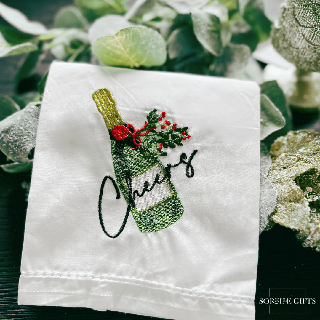 Holiday Cheers Embroidered Bar Towel Set of Two
