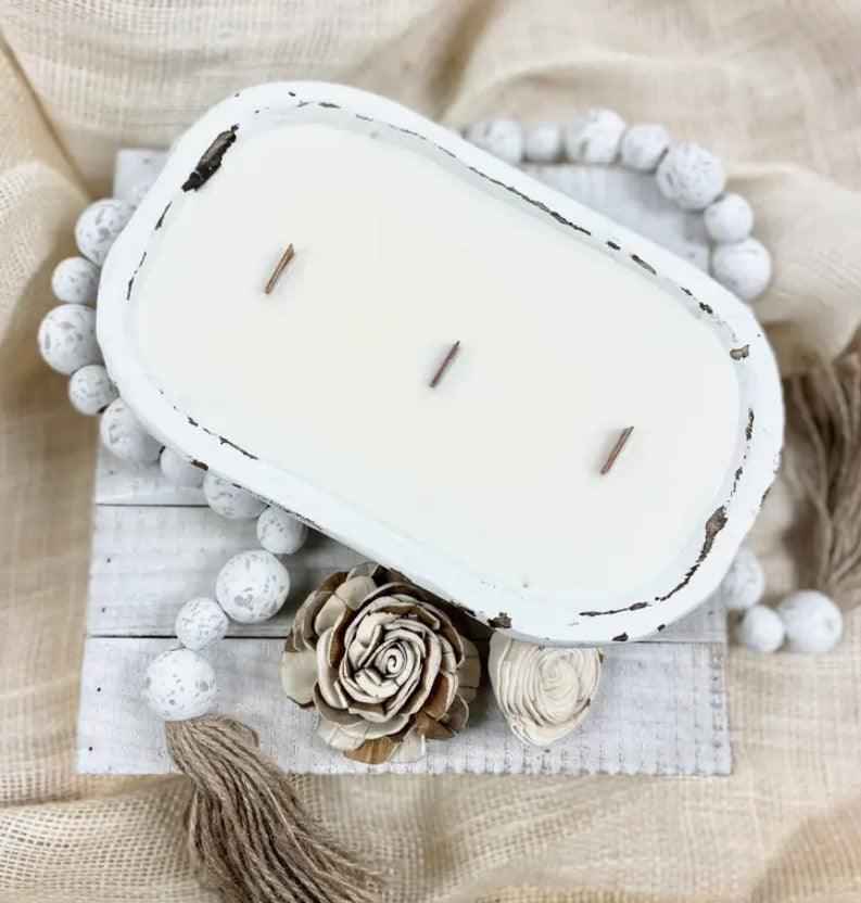 3 Wick Dough Bowl Candle - Elegant Home Decor and Aromatherapy