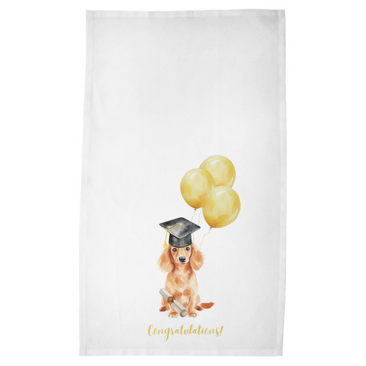 Grady the Graduation Dachshund Tea Towel - Sorelle Gifts