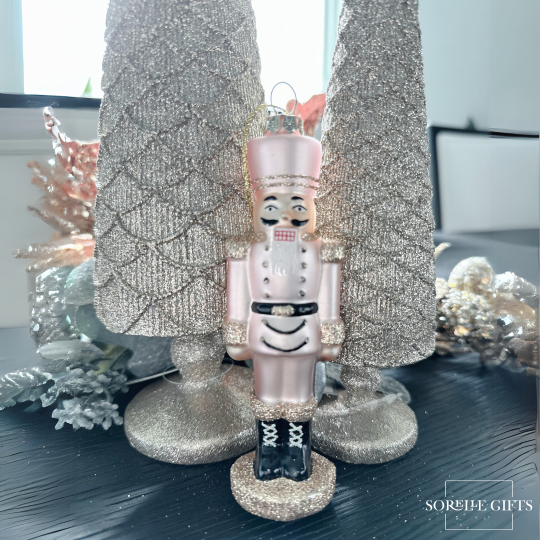 Pink Nutcracker Glass Ornament