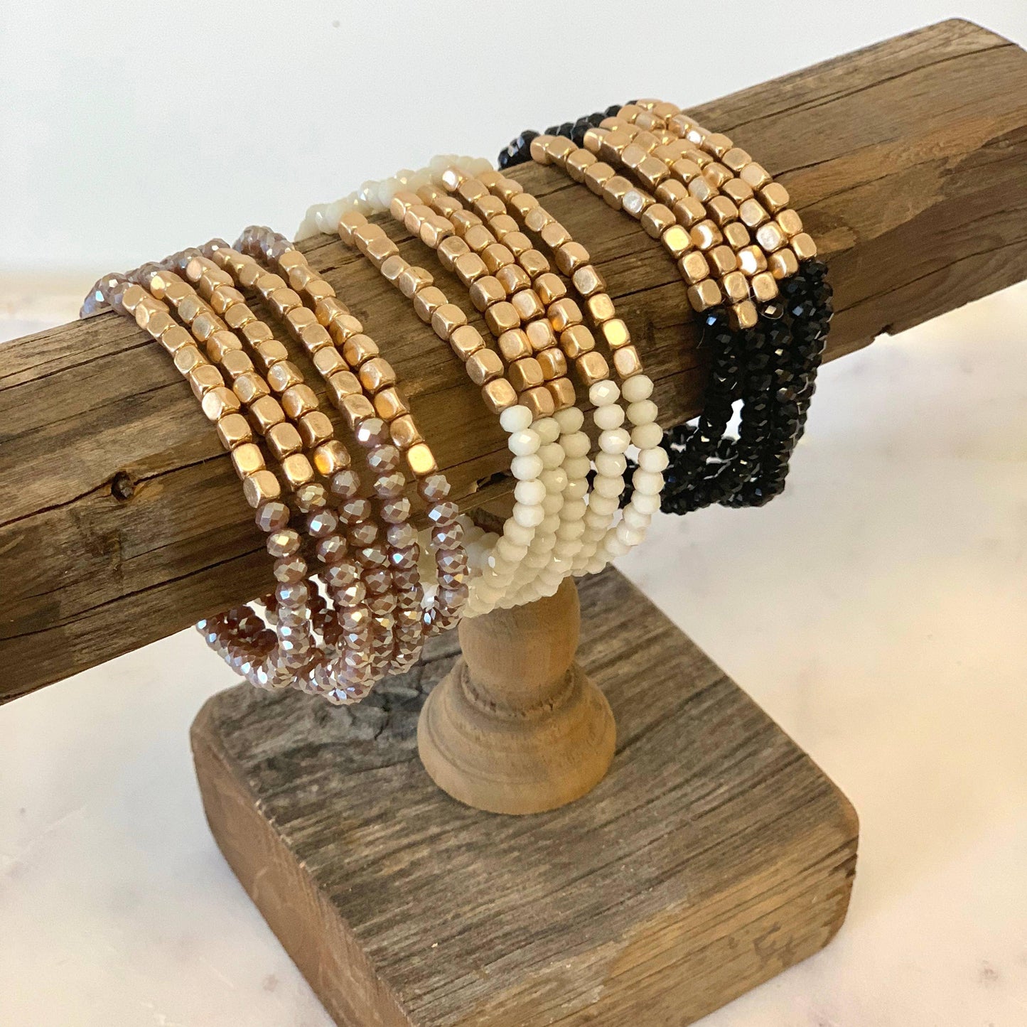 5 Strand Stone and Gold Bracelet Stack - Sorelle Gifts