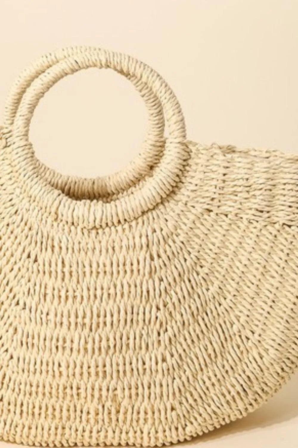 Beach Babe Half Moon Straw Tote Bag - Sorelle Gifts