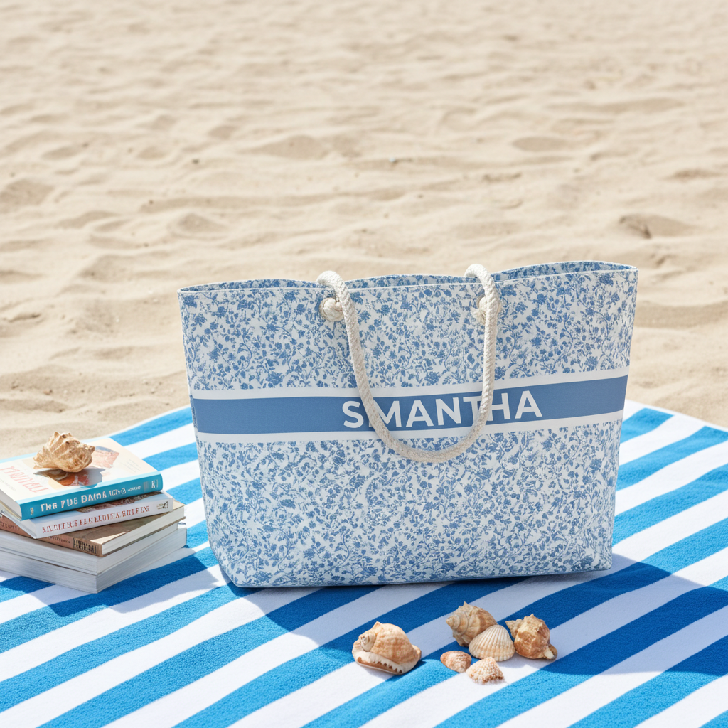 Heirloom Collection Blue Toile Personalized Oversized Weekender Bag - Sorelle Gifts