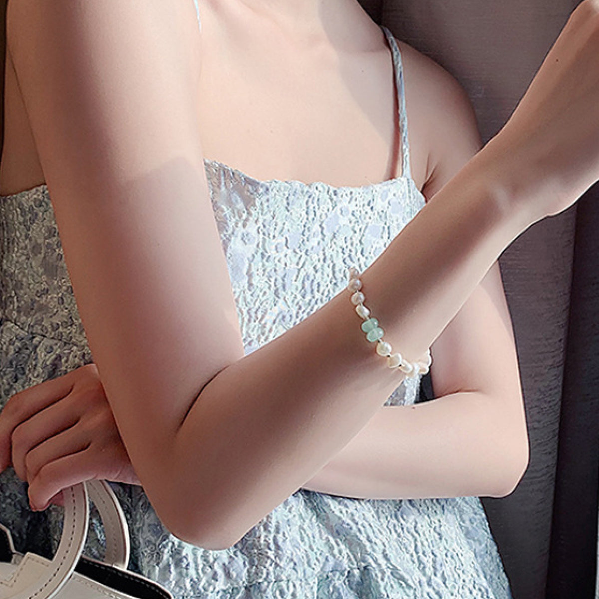 Pearl Green Stone Link Bracelet - Sorelle Gifts