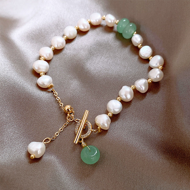 Pearl Green Stone Link Bracelet - Sorelle Gifts