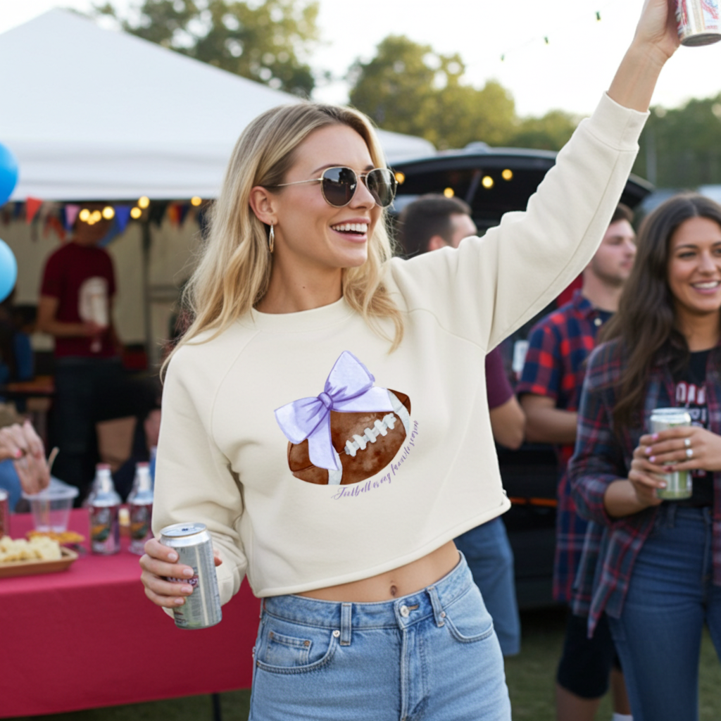 Football Season - Purple Cropped Sweatshirt - Sorelle Gifts