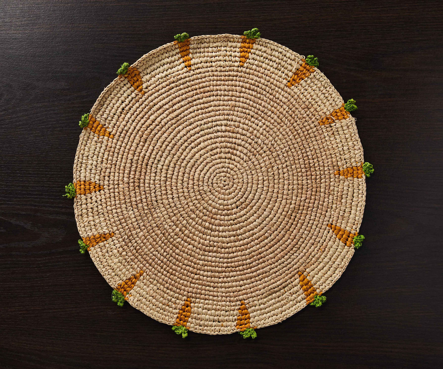 Handwoven Carrot Round Raffia Placemat – Artisan Table Décor