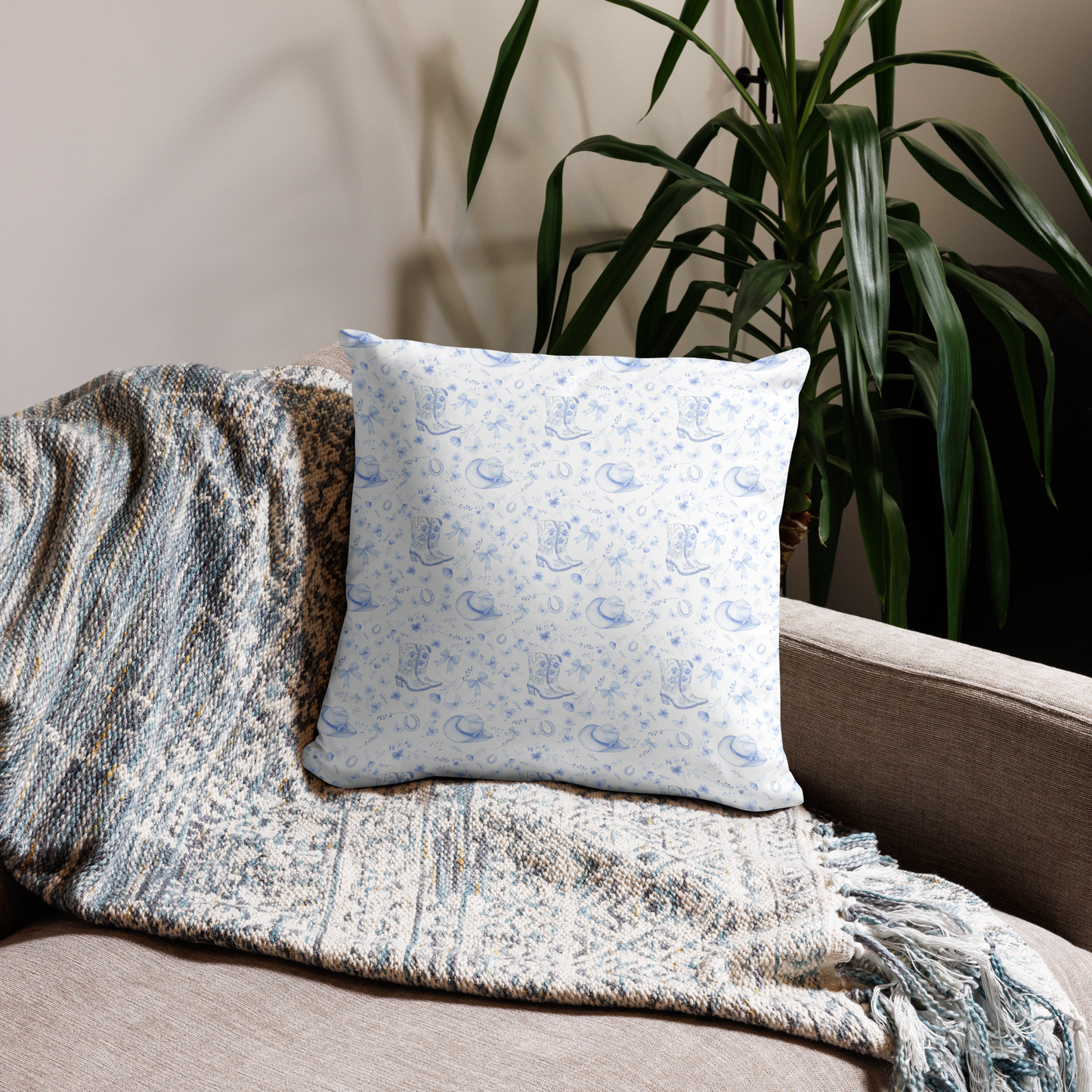 Tiny Toile Treasures Cowgirl Throw Pillow - Sorelle Gifts