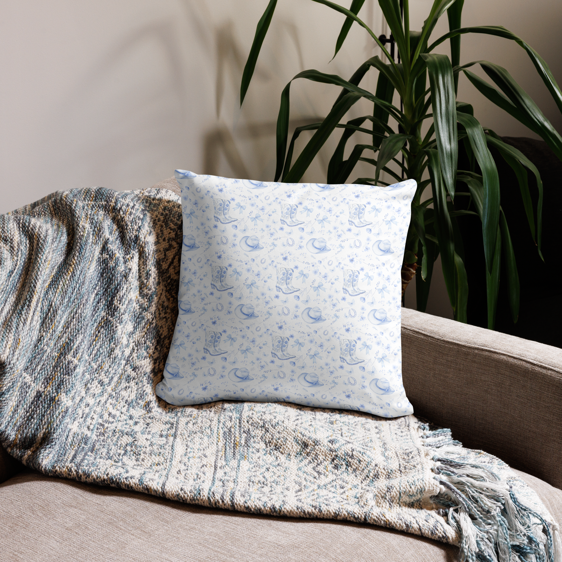Tiny Toile Treasures Cowgirl Throw Pillow - Sorelle Gifts