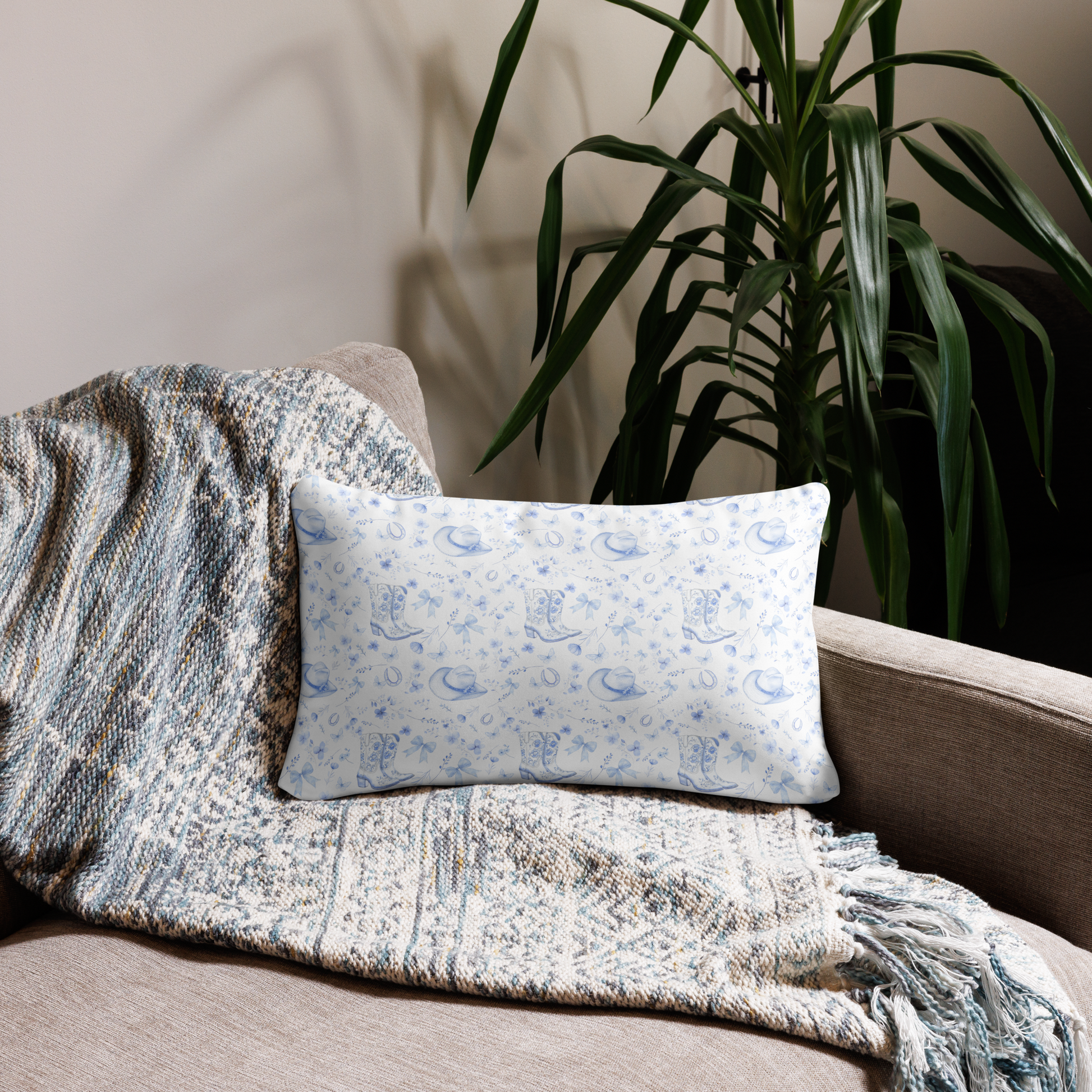 Tiny Toile Treasures Cowgirl Throw Pillow - Sorelle Gifts