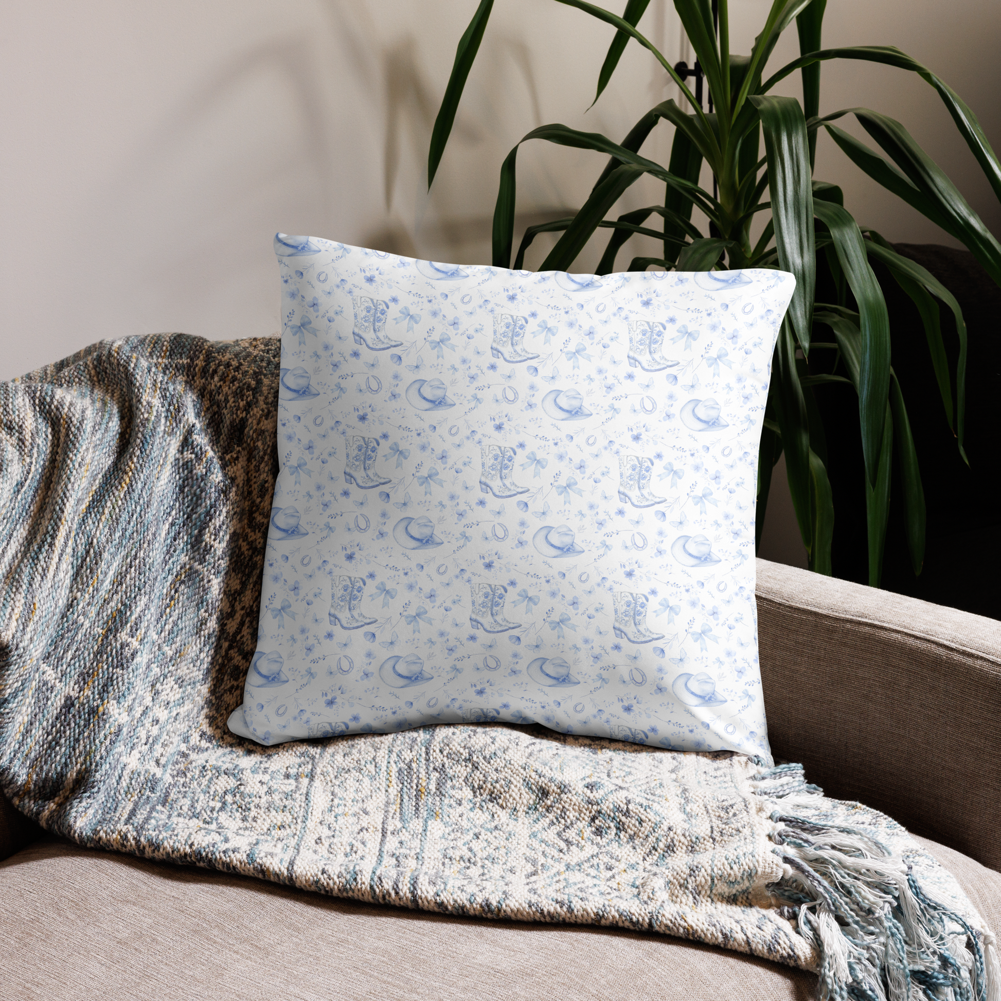 Tiny Toile Treasures Cowgirl Throw Pillow - Sorelle Gifts