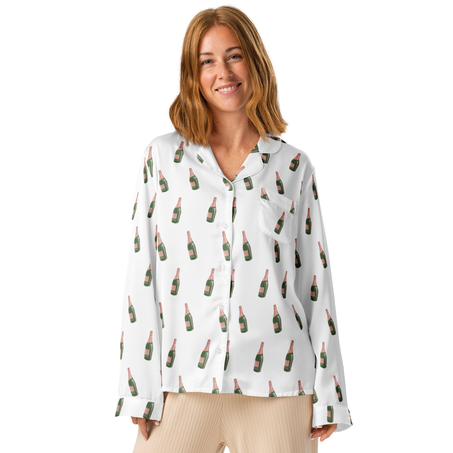 Bubbly Bliss Champagne Long Sleeve Pajama Top