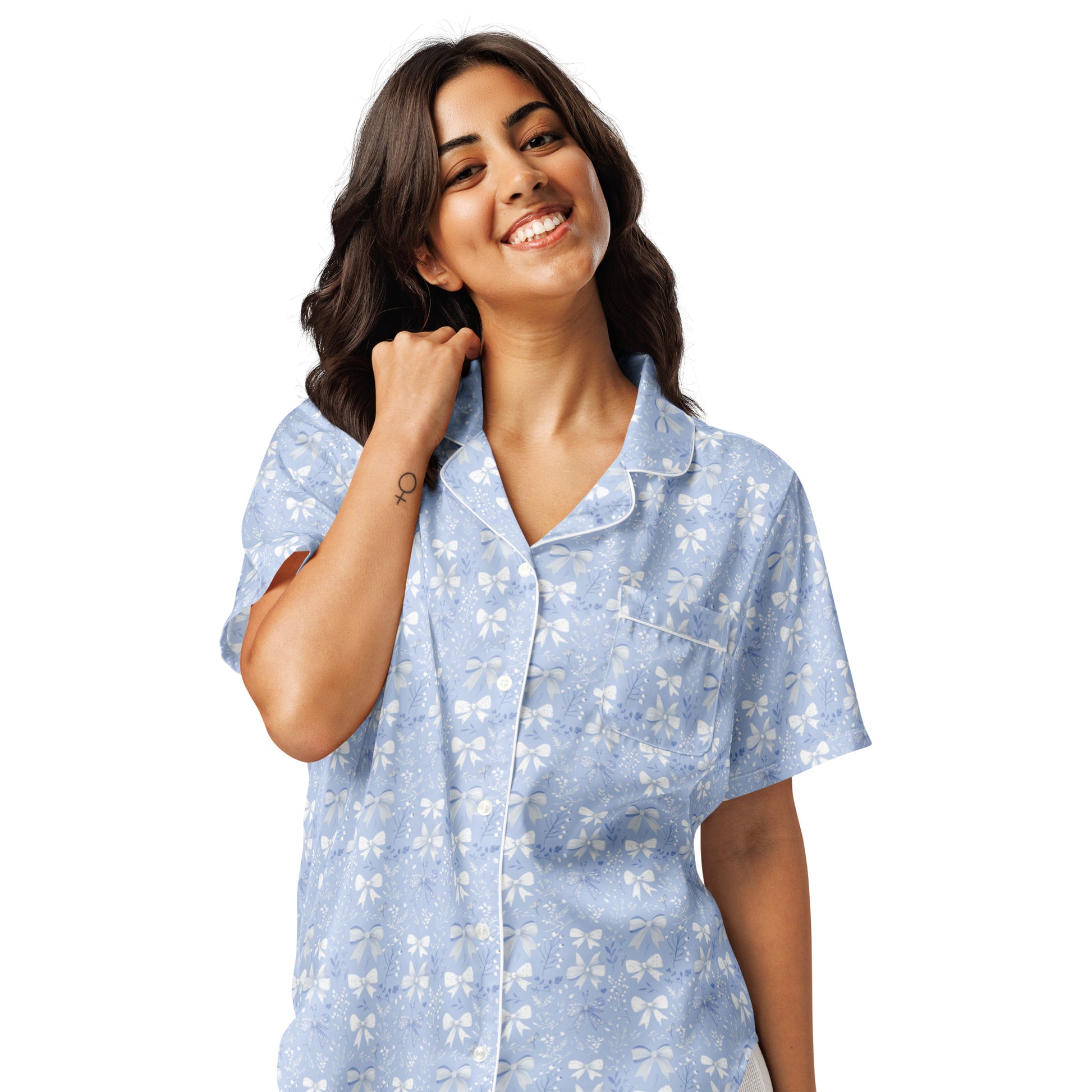 Bedtime Bows Short Sleeve Pajama Top - Sorelle Gifts