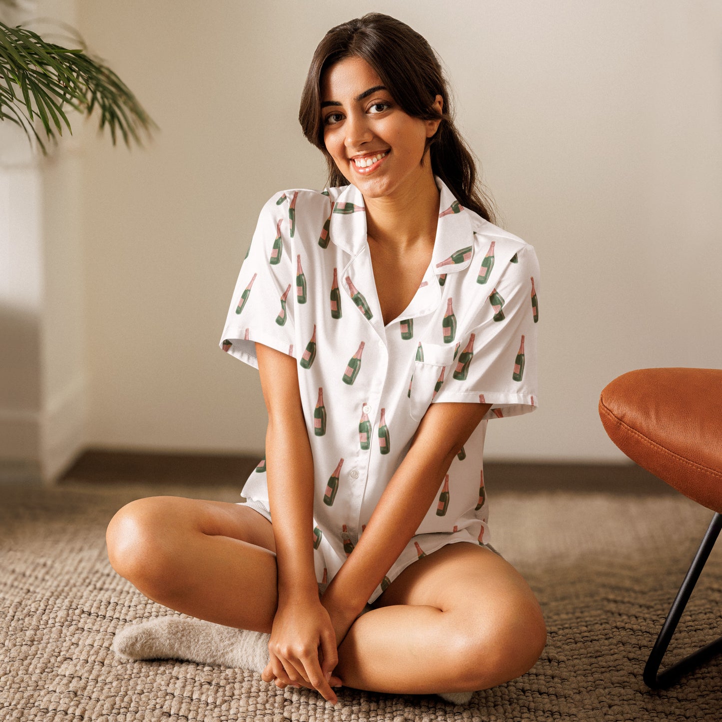 Bubbly Bliss Champagne Short Sleeve Pajama Top