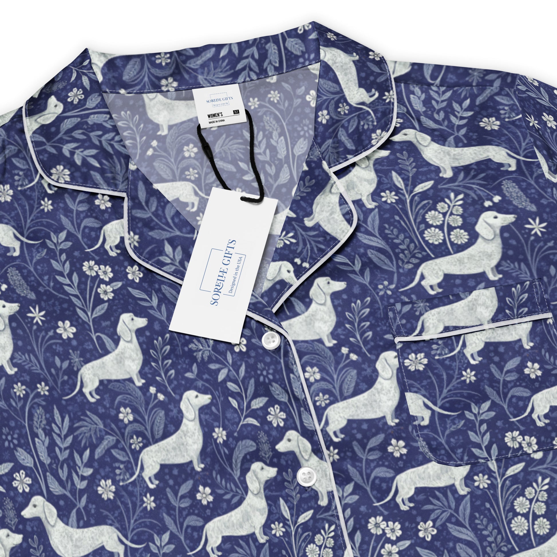 Dachshund Dreams Short Sleeve Pajama Top - Sorelle Gifts