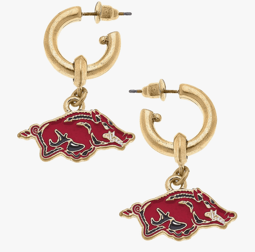 Arkansas Razorbacks Game Day Drop Hoop Earrings - Sorelle Gifts