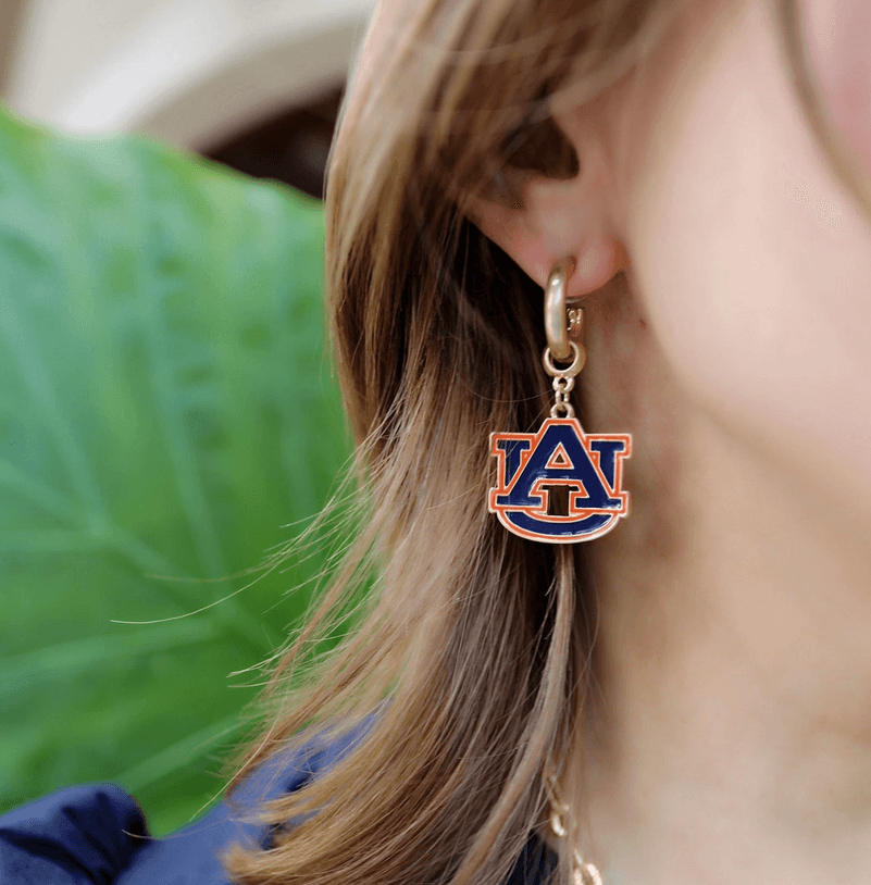 Auburn Tigers Game Day Drop Hoop Earrings