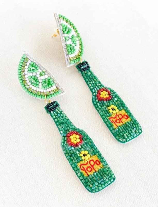 Beaded Lime Topo Chico Earrings