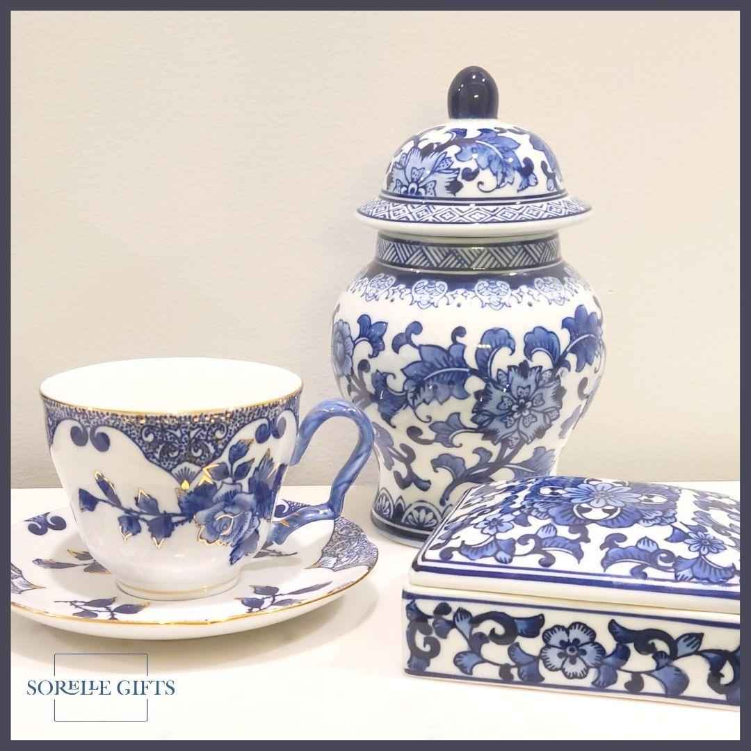 Blue Chinoiserie Porcelain Trinket Box for Elegant Storage