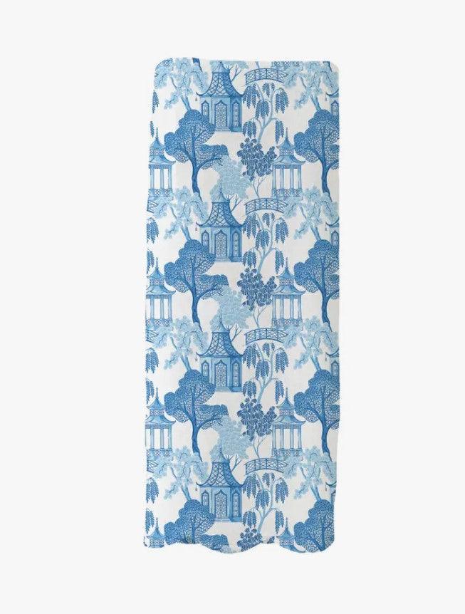 Blue Pagoda Scalloped Kitchen / Tea Towel - Sorelle Gifts