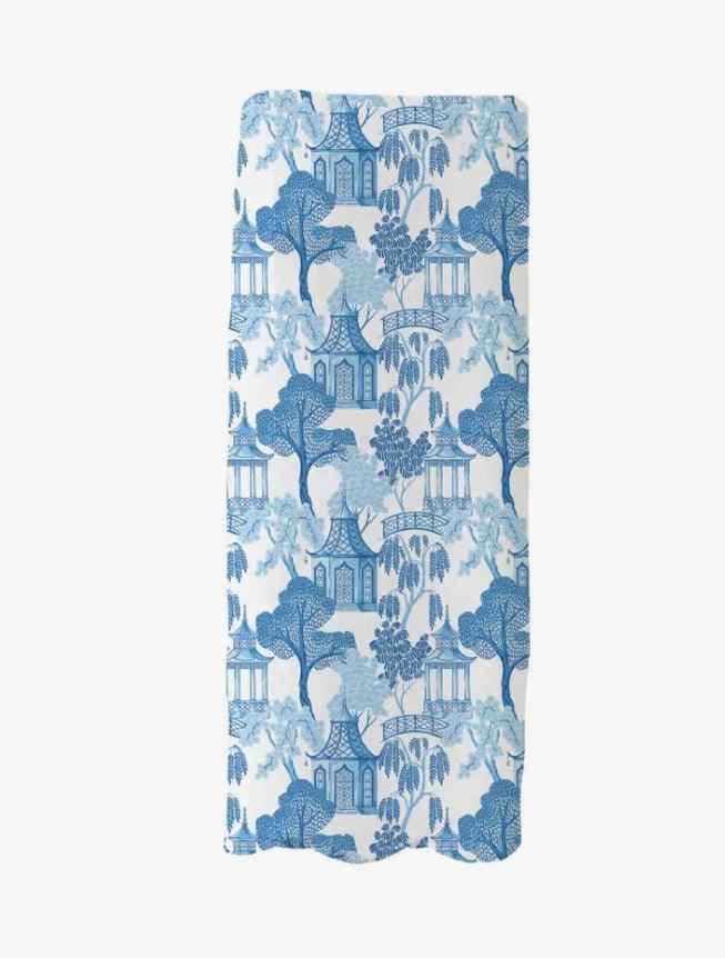 Blue Pagoda Scalloped Kitchen Towel