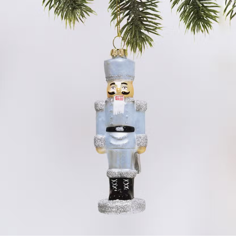 Blue Nutcracker Glass Ornament - Sorelle Gifts