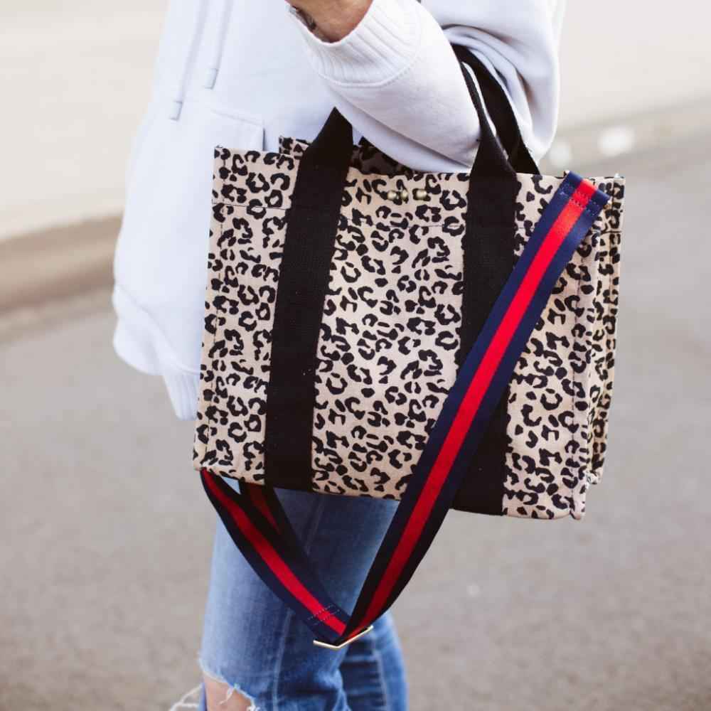Brown Leopard Canvas Crossbody Tote - Stylish and Versatile Bag for Everyday Use