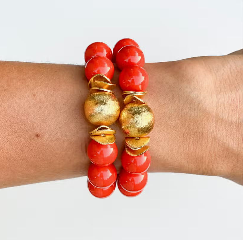Candace Beaded Bracelet - Burnt Orange