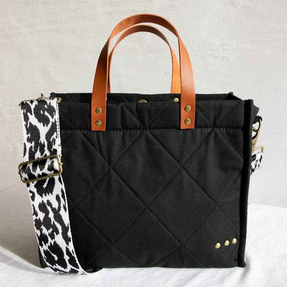 Carrie Black Quilted Crossbody Tote