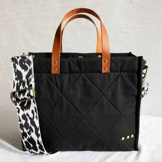 Carrie Black Quilted Crossbody Tote