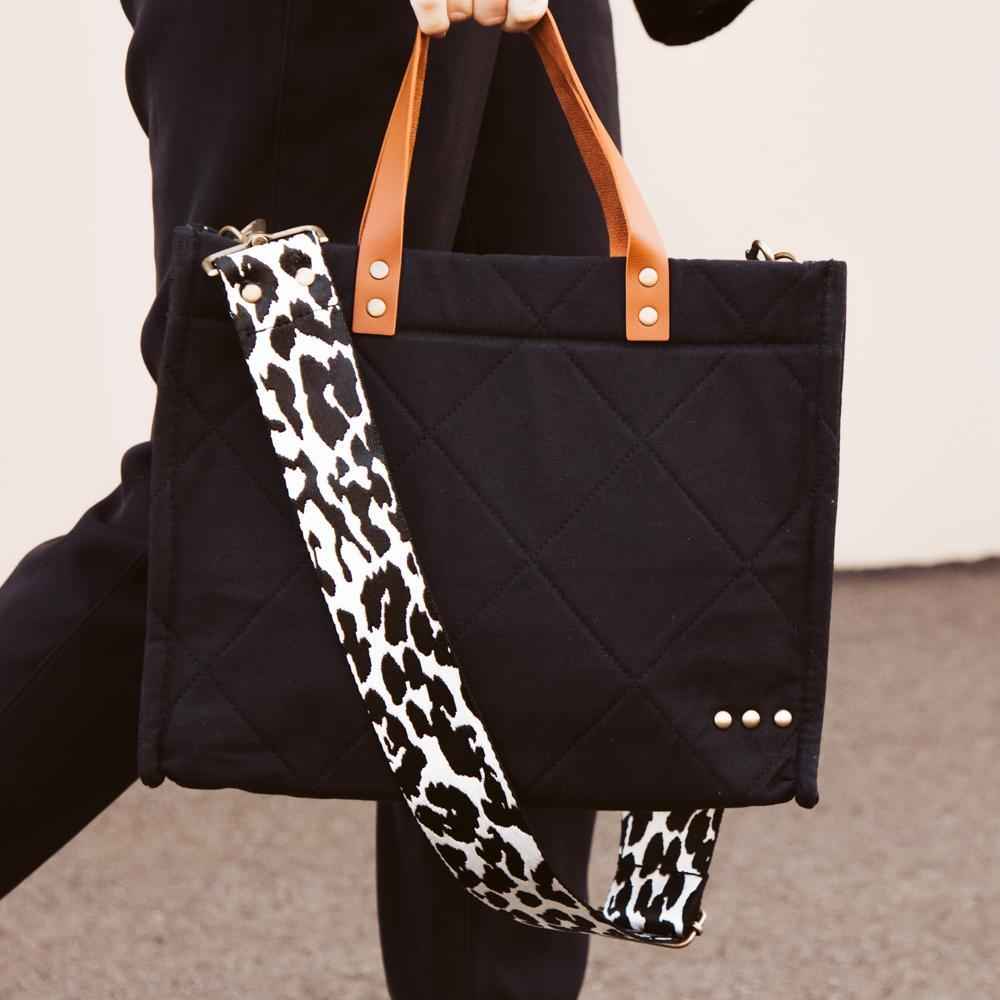 Carrie Black Quilted Crossbody Tote