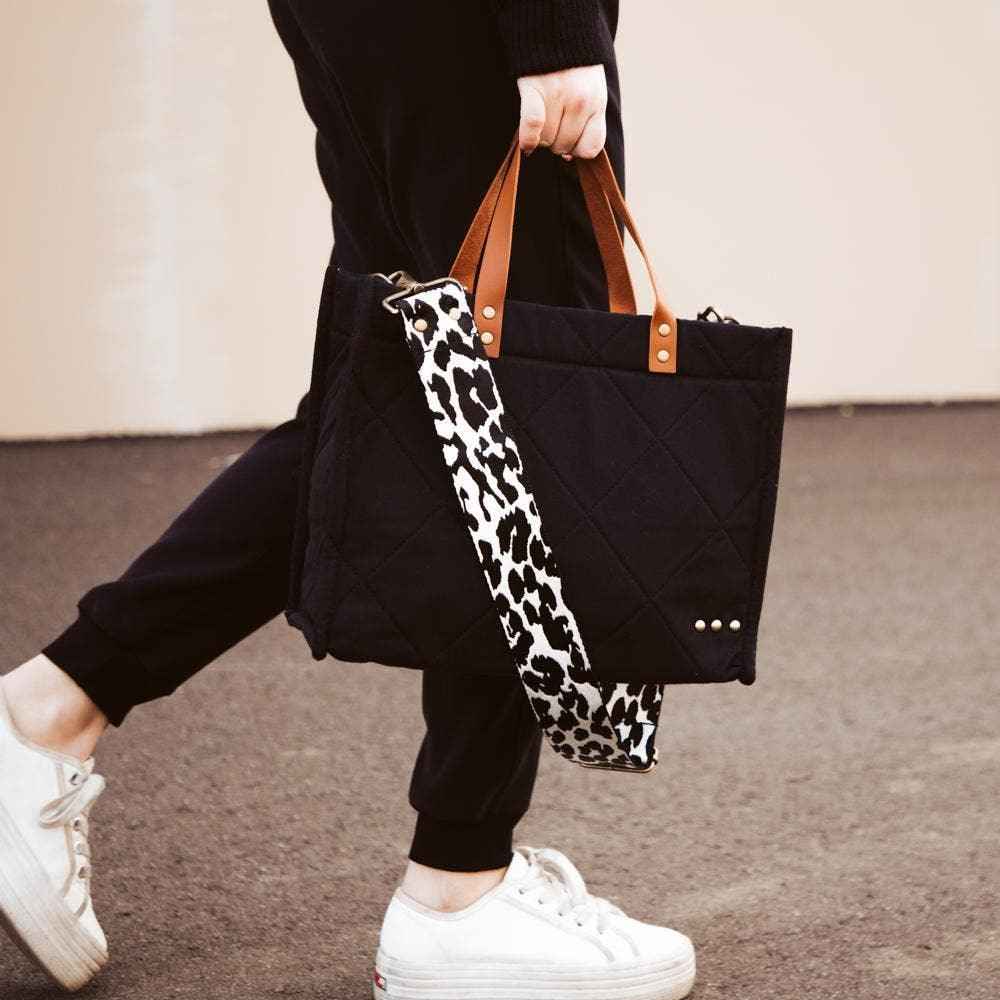 Carrie Black Quilted Crossbody Tote