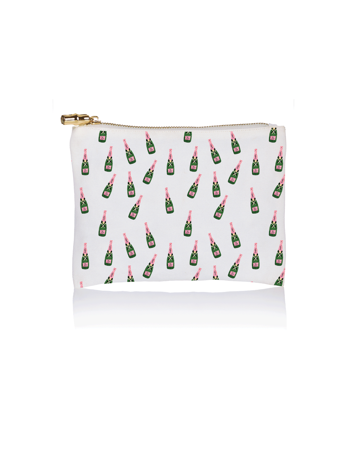 Champagne Print Zip Makeup Pouch for Stylish On-the-Go Beauty