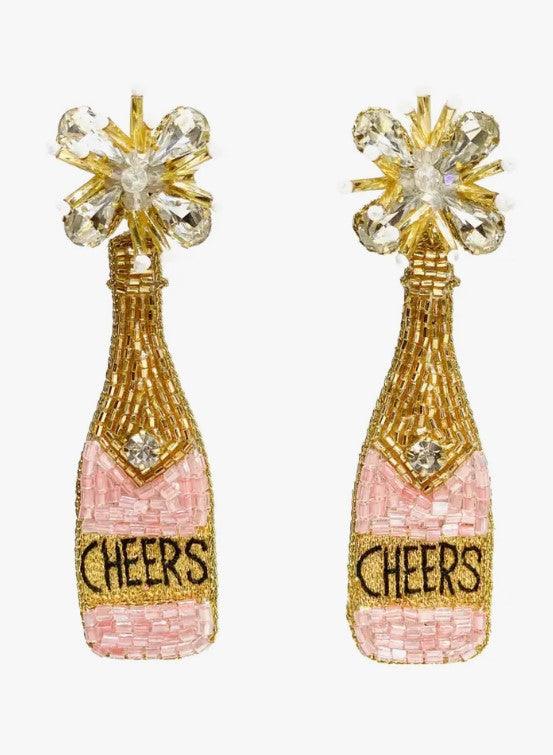 Cheers Pink Champagne Beaded Earrings - Sorelle Gifts