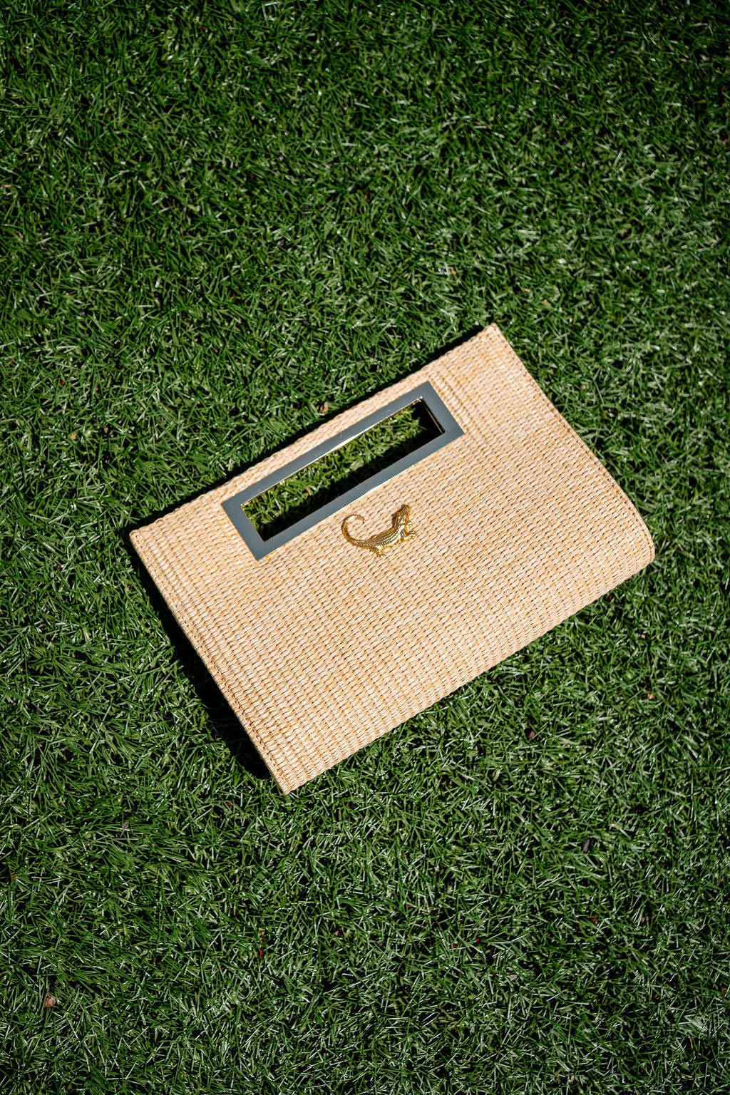 Chloe Clutch - Straw - Gold Charm