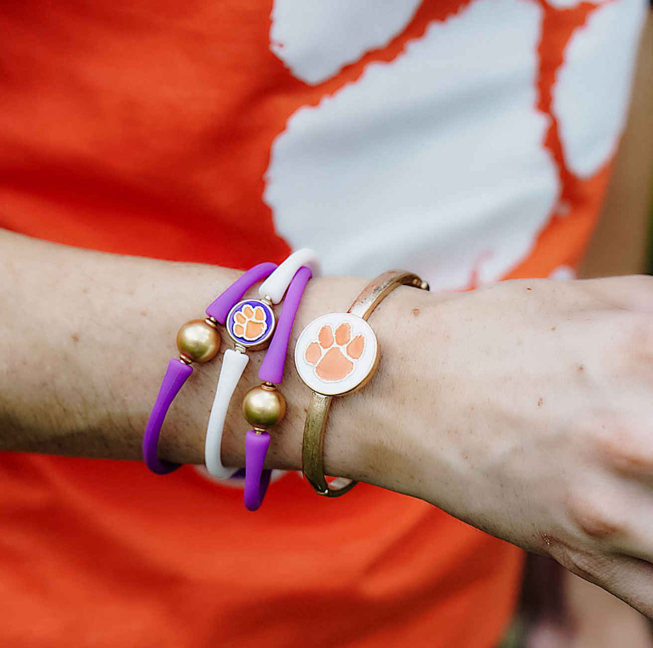 Clemson Tigers Enamel Silicone Bali Bracelet - Purple