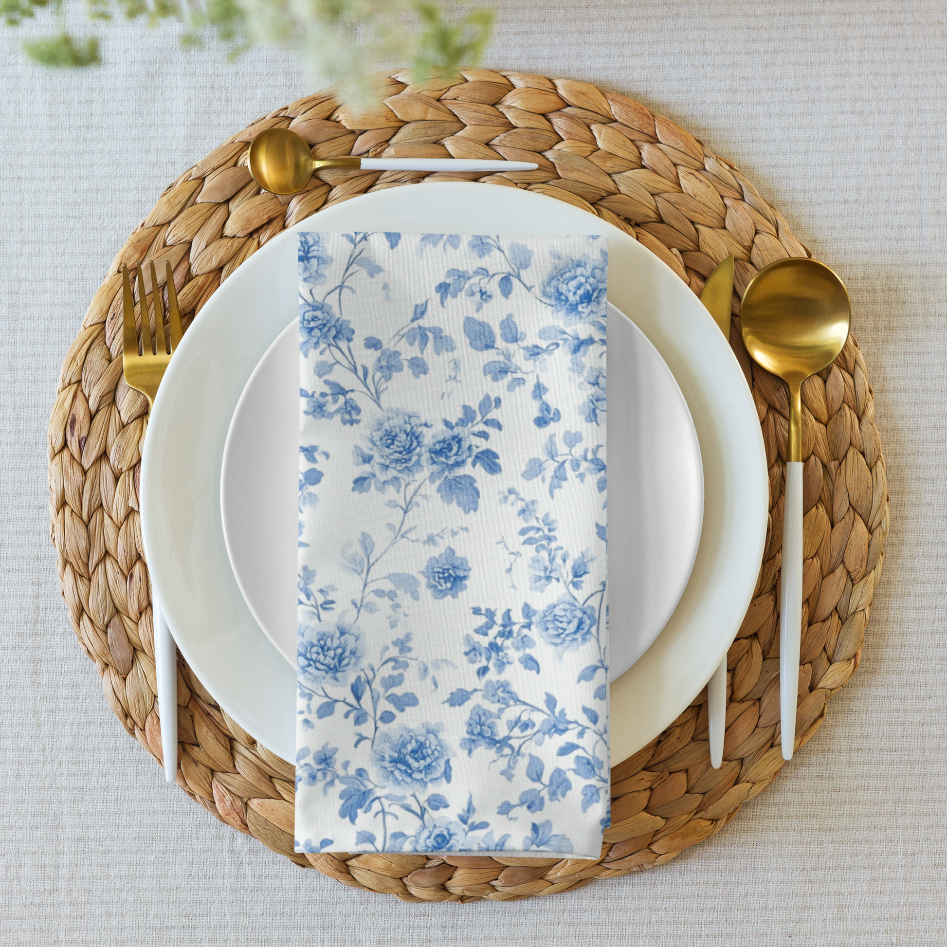 Heirloom Collection Blue Toile Cloth Napkin Set of Four - Sorelle Gifts