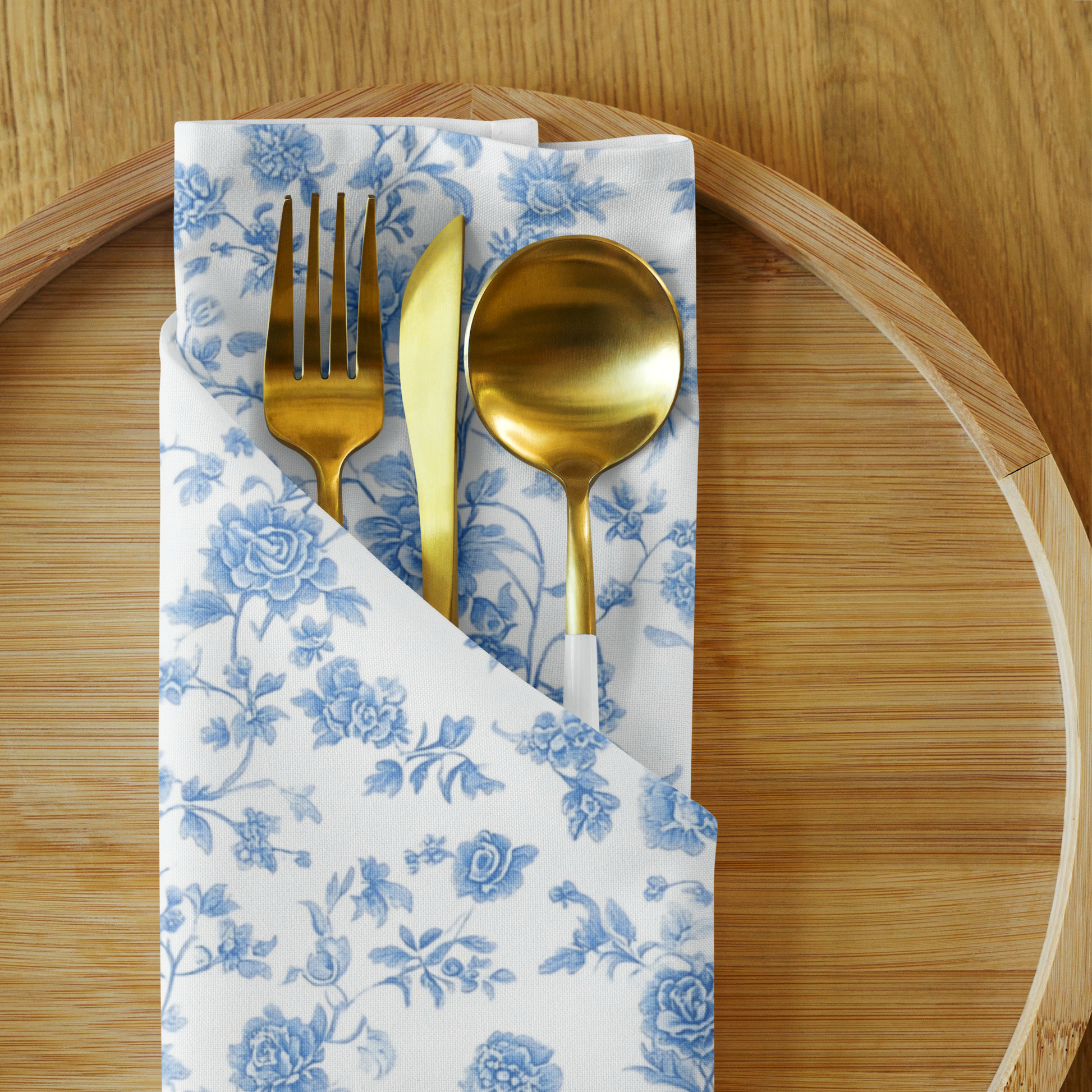 Heirloom Collection Blue Toile Cloth Napkin Set of Four - Sorelle Gifts