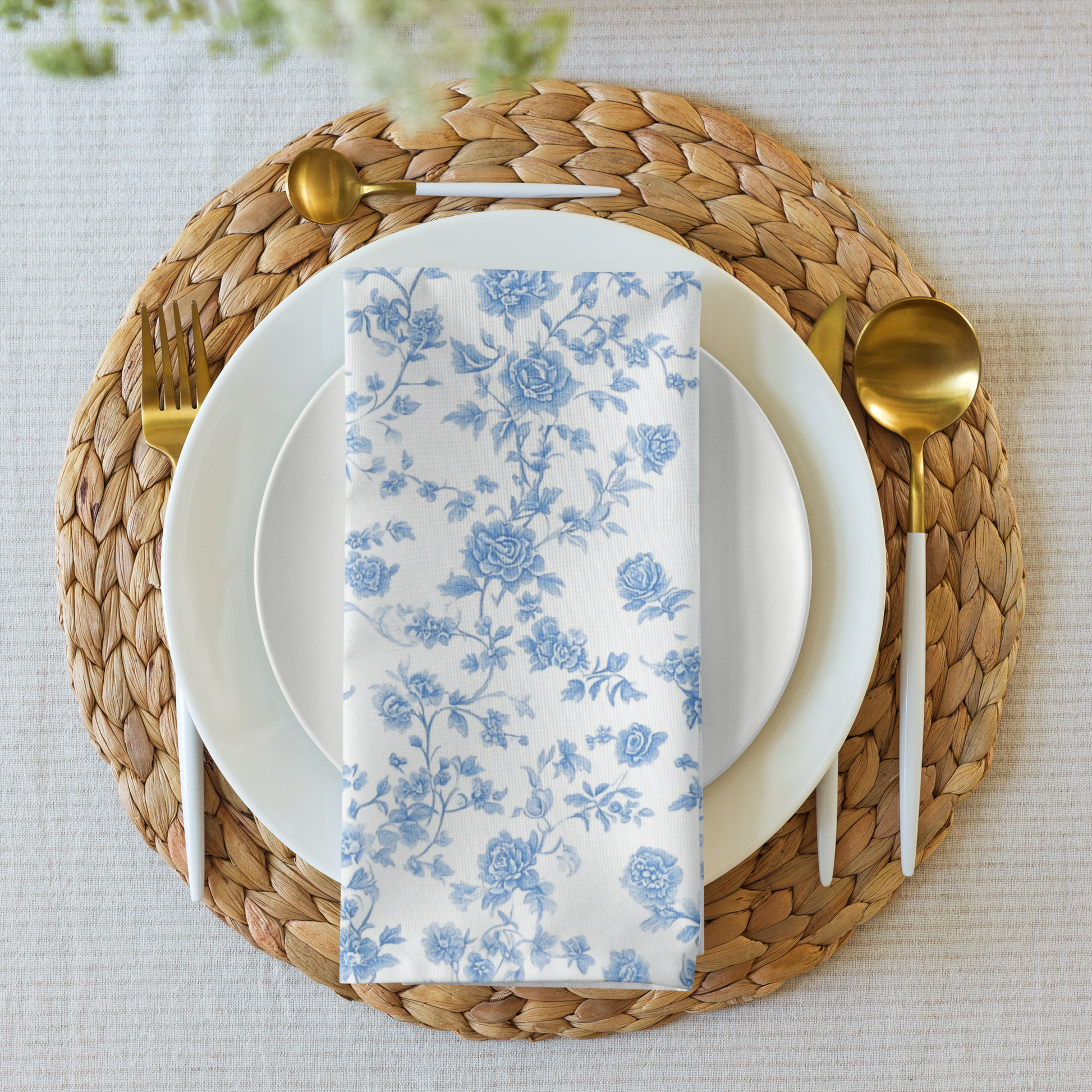 Heirloom Collection Blue Toile Cloth Napkin Set of Four - Sorelle Gifts