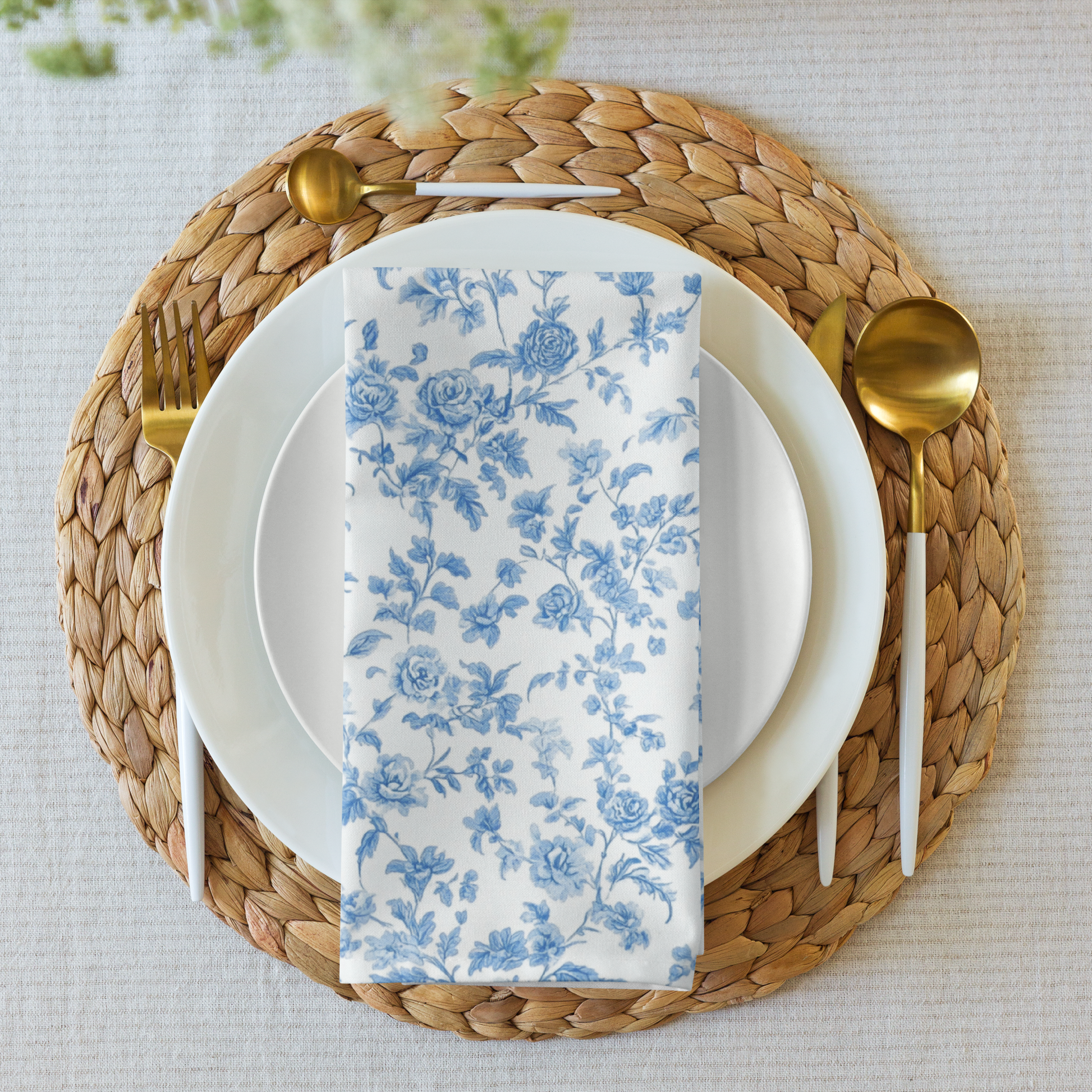 Heirloom Collection Blue Toile Cloth Napkin Set of Four - Sorelle Gifts