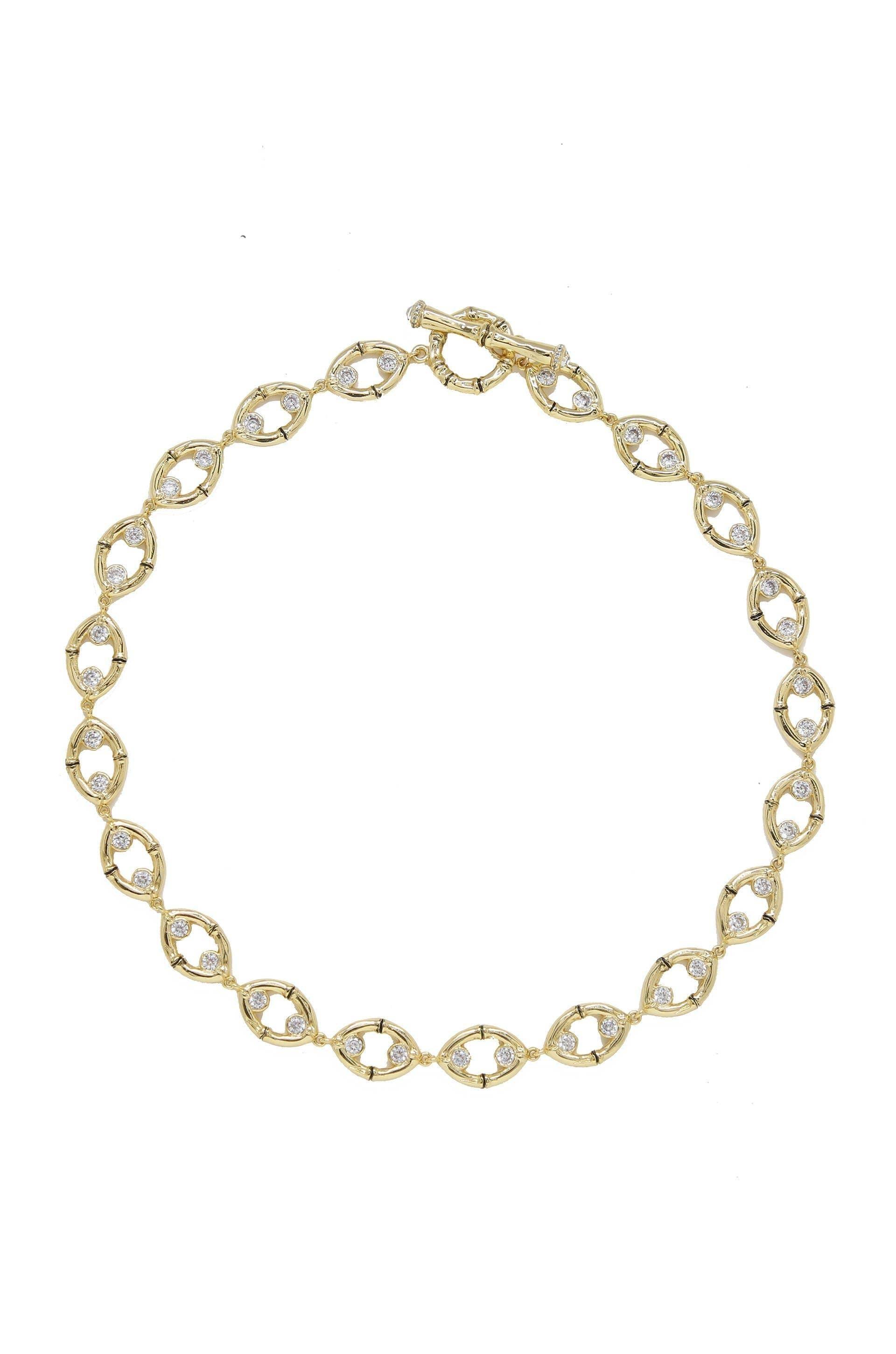 Crystal & Gold Bamboo Eyelet Collar Necklace - Sorelle Gifts
