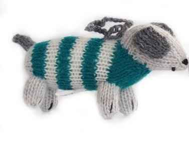 Dachshund Ornament Gift Topper in Striped Sweater