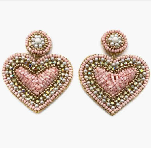 Deep in the Heart Pink Beaded Earrings - Stunning Pink Beaded Earrings for Every Occasion